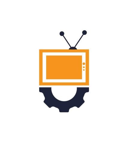 television gear logo design tv repair logo television and mechanic symbol or icon free vector